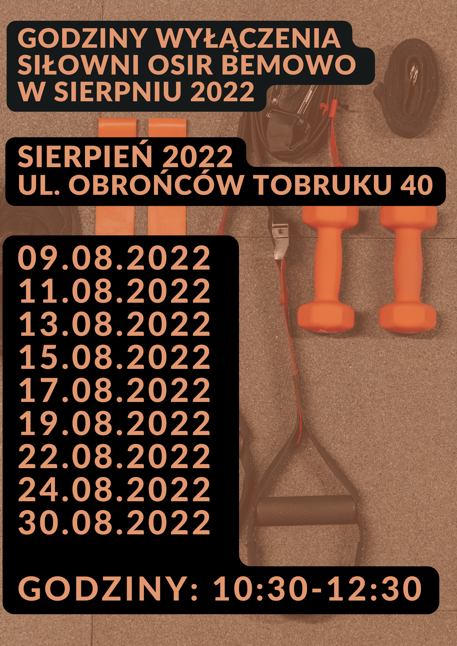 Godziny wyłączenia siłowni 03.2022